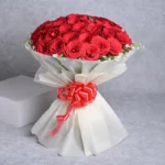 Romance in Scarlet Hues – 50 Red Roses Bouquet